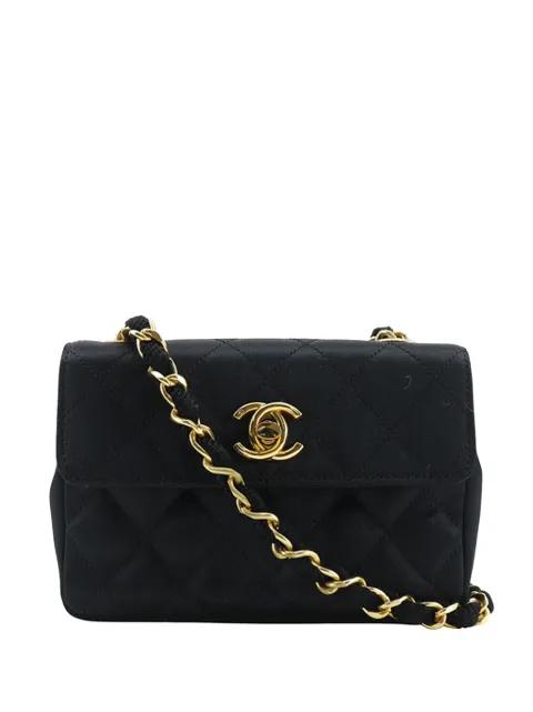 1986-1988 Mini CC Quilted Satin Chain Flap crossbody bag by CHANEL 