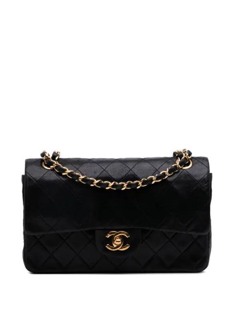 1986-1988 Small Classic Lambskin Double Flap shoulder bag by CHANEL 