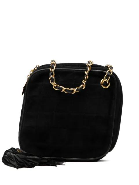1989-1991 CC Quilted Suede Diamon Tassel Bag crossbody bag by CHANEL 