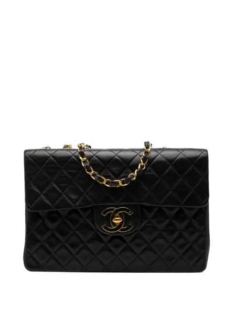 1989-1991 Maxi XL Classic Lambskin Single Flap shoulder bag by CHANEL 
