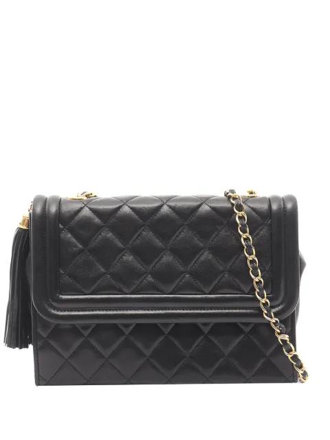 1989-1991 Quilted Lambskin Tassel Flap crossbody bag by CHANEL 