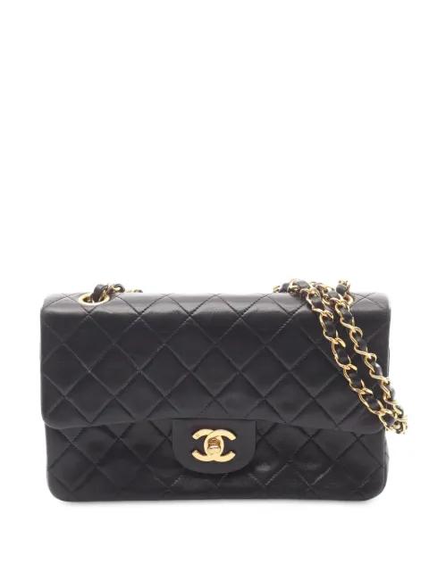 1989-1991 Small Classic Lambskin Double Flap crossbody bag by CHANEL 
