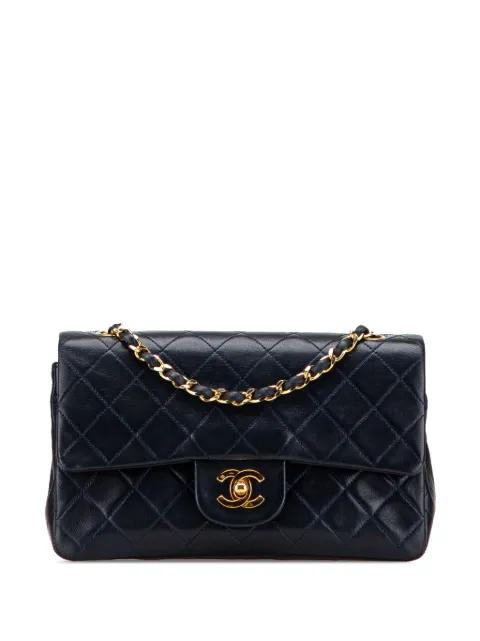 1989-1991 Small Classic Lambskin Double Flap shoulder bag by CHANEL 