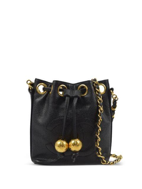 1990-2000 CC stitch drawstring bucket shoulder bag by CHANEL 