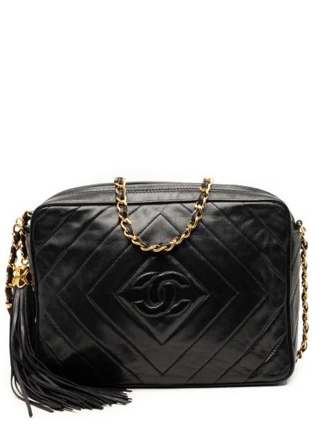 1991-1994 CC Diamond Quilted Lambskin Tassel Camera Bag crossbody bag by CHANEL 