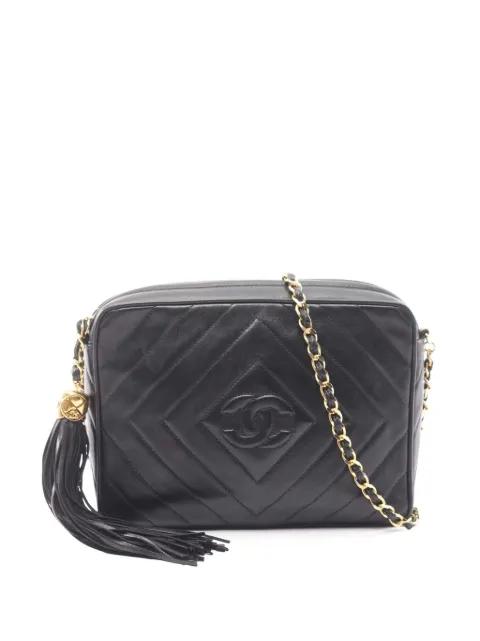 1991-1994 CC Diamond Quilted Lambskin Tassel crossbody bag by CHANEL 