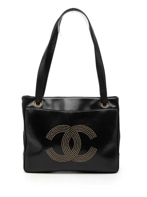 1991-1994 Lambskin CC Studded Logo Tote shoulder bag by CHANEL 
