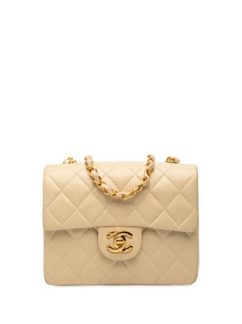 1991-1994 Mini Square Classic Lambskin Single Flap crossbody bag by CHANEL 1991-1994 Mini Square Classic Lambskin Single Flap crossbody bag by CHANEL