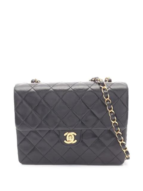 1991-1994 Mini Square Classic Lambskin Single Flap shoulder bag by CHANEL 1991-1994 Mini Square Classic Lambskin Single Flap shoulder bag by CHANEL