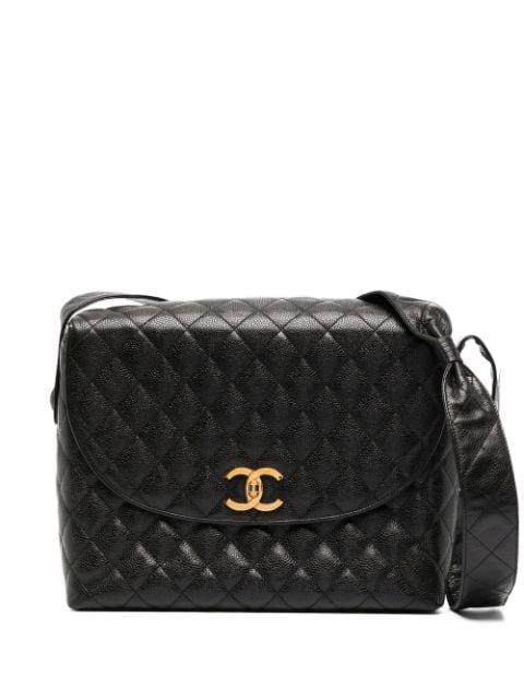 1992 CC Turn-lock diamond-quilted shoulder bag by CHANEL 