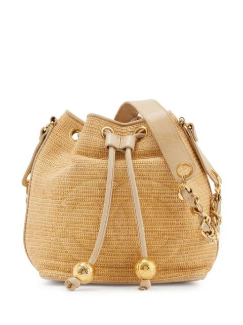 1992 drawstring raffia shoulder bag by CHANEL 