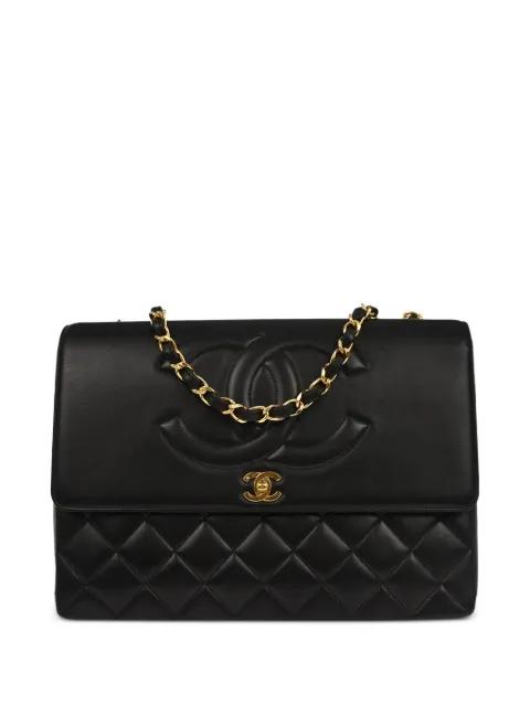 1992 maxi Classic Flap quilted lambskin shoulder bag by CHANEL 