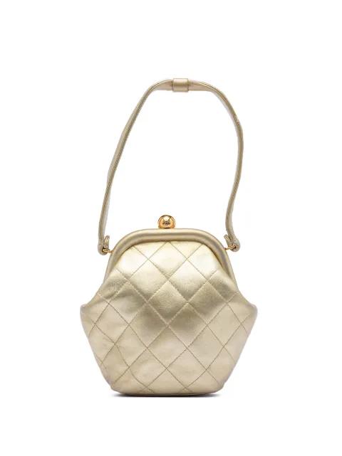 1994-1996 CC Metallic Quilted Lambskin Kisslock Frame handbag by CHANEL 