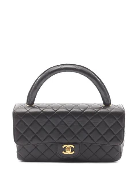 1994-1996 CC Quilted Lambskin Top Handle Flap Bag handbag by CHANEL 