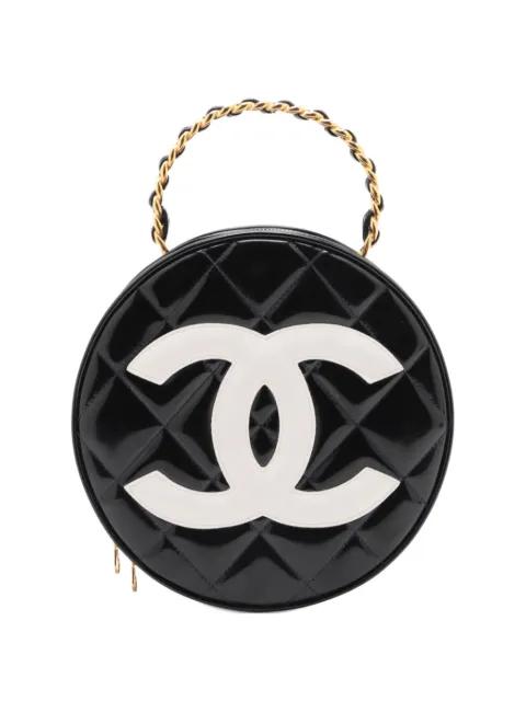 1994-1996 CC Quilted Patent Round Vanity handbag by CHANEL 