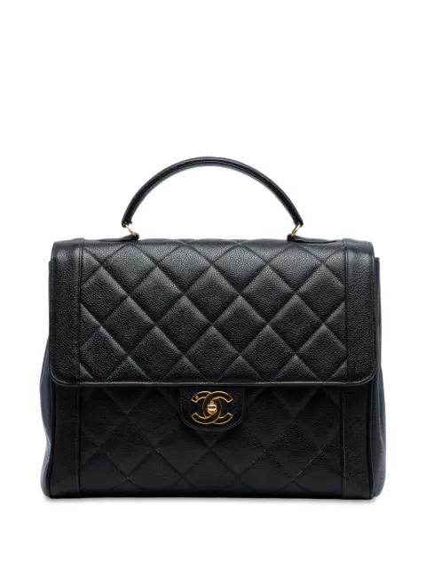 1994-1996 Jumbo CC Quilted Caviar Kelly Top Handle Bag handbag by CHANEL 