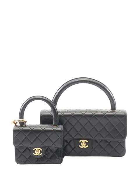 1994-1996 Lambskin Parent Child Kelly Set Top Handle Bag handbag by CHANEL 