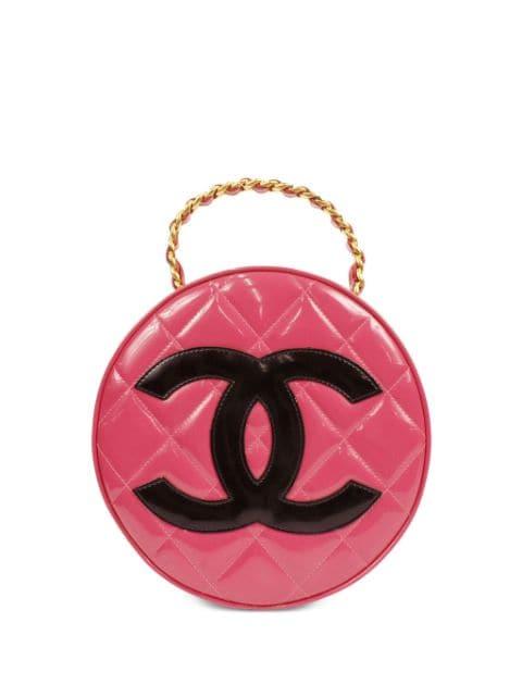 1995 CC diamond-quilted round vanity bag by CHANEL 