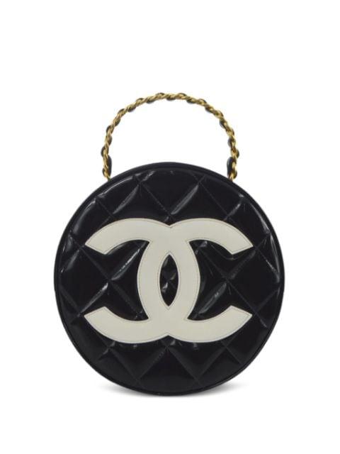 1995 pre-owned CC diamond-quilted round vanity bag by CHANEL 