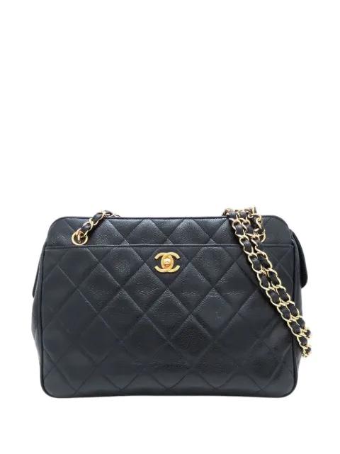 1996-1997 CC Quilted Caviar Front Pocket shoulder bag by CHANEL 
