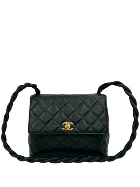 1996-1997 CC Quilted Lambskin Braided Handle Flap crossbody bag by CHANEL 