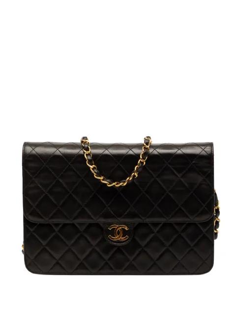1996-1997 Medium CC Quilted Lambskin Single Flap shoulder bag by CHANEL 