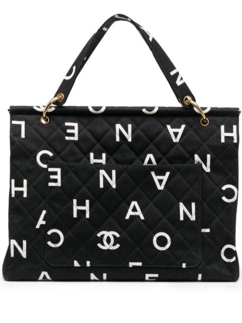 1996-1997 logo-print diamond-quilted tote bag by CHANEL 