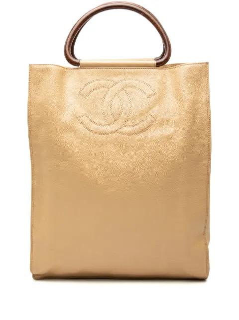 1997-1999 CC Caviar Wood Top Handle tote bag by CHANEL 