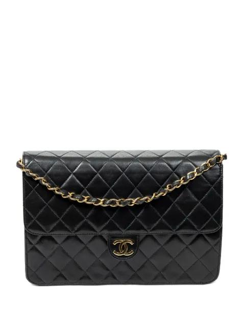 1997-1999 Push Lock Straight Flap quilted shoulder bag by CHANEL 