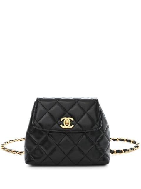 1997 leather-and-chain diamond-quilted flap belt bag by CHANEL