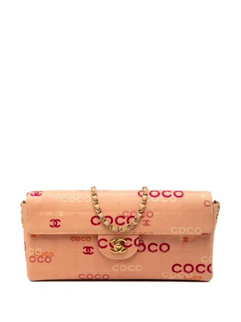 2000-2002 CC Chocolate Bar Canvas Logo East West Flap shoulder bag by CHANEL 