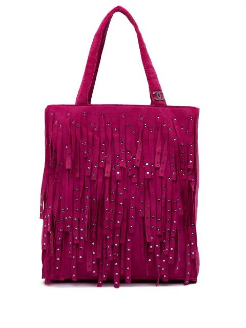 2000-2002 Mini Suede Studded Fringe tote bag by CHANEL 
