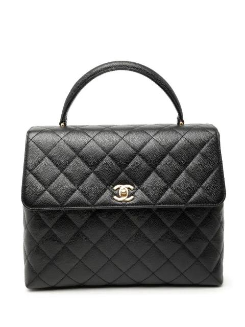 2002-2003 CC Quilted Caviar Kelly Top Handle Bag handbag by CHANEL 