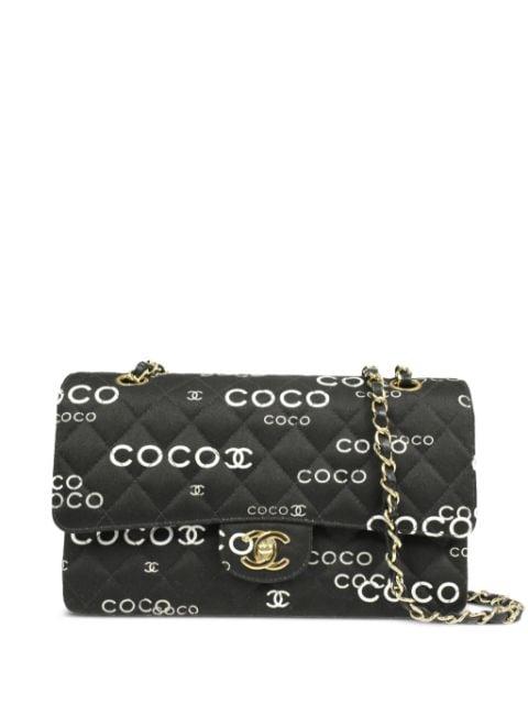 2002 Coco-Print Double Flap shoulder bag by CHANEL 