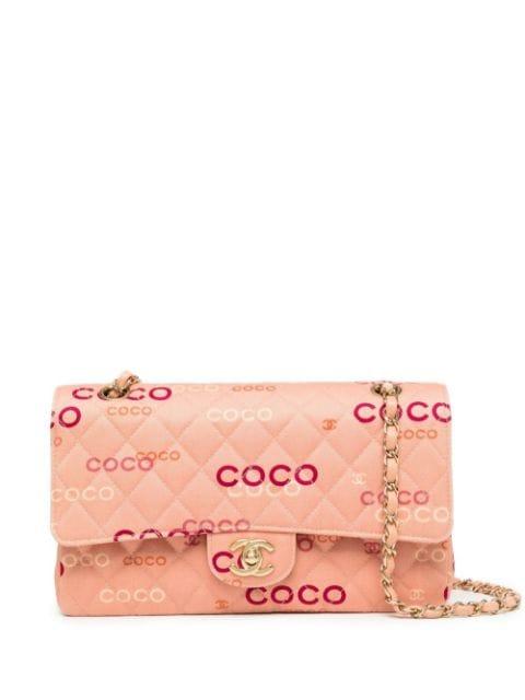 2002 logo print Double Flap shoulder bag by CHANEL 