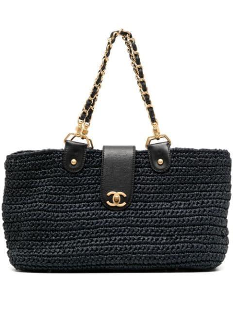 2005-2006 CC Turn-lock woven tote bag by CHANEL 