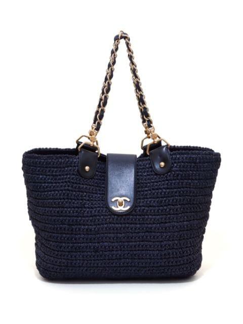 2005-2006 CC turn-lock straw tote bag by CHANEL 
