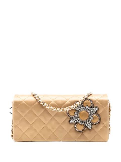 2005-2006 Quilted Satin Crystal Chain clutch bag by CHANEL 