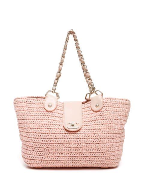 2005 CC straw tote bag by CHANEL 