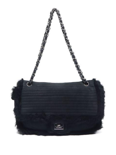 2007 faux-fur trim shoulder bag by CHANEL 