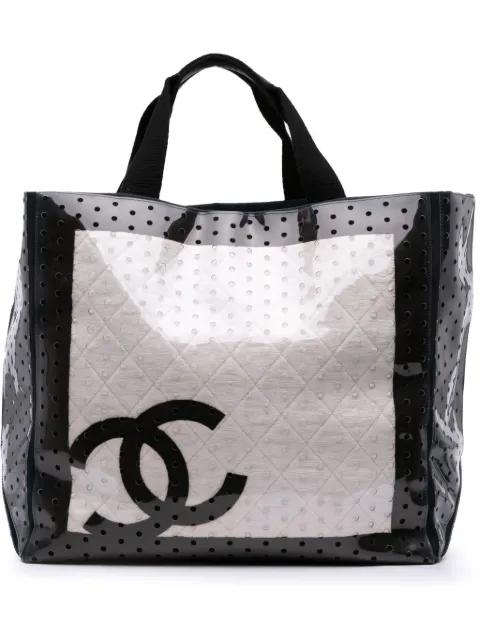 2008-2009 CC Quilted Cotton and PVC Punching tote bag by CHANEL 