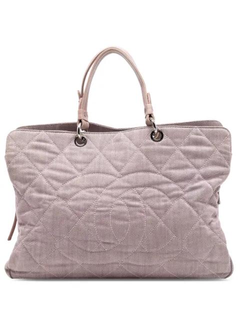 2008-2009 Large CC Quilted Denim tote bag by CHANEL 