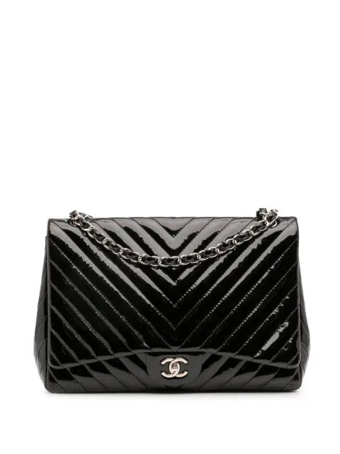 2009-2010 Maxi Classic Chevron Patent Single Flap shoulder bag by CHANEL 
