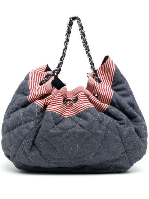 2009-2010 diamond-quilted CC stitch denim shoulder bag by CHANEL 