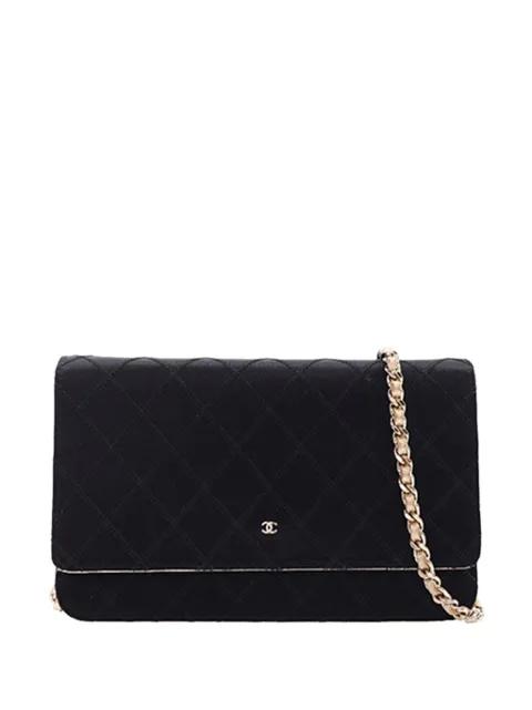 2011 Bicolor Satin Diamond Stitch Wallet On Chain crossbody bag by CHANEL 