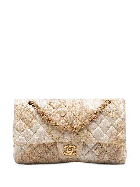 2011 Medium Classic Embroidered Canvas Double Flap shoulder bag by CHANEL 