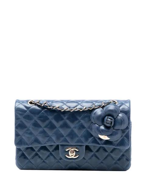 2011 Medium Classic Glazed Calfskin Camellia Double Flap shoulder bag by CHANEL 