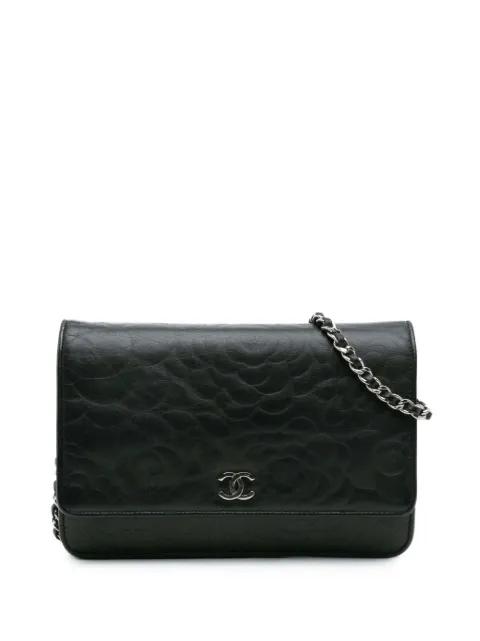 2012-2013 CC Embossed Lambskin Camellia Wallet On Chain crossbody bag by CHANEL 