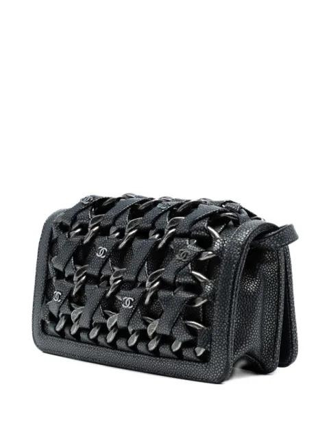 2012-2013 CC Metallic Caviar Interlaced Chain Clutch on Strap crossbody bag by CHANEL 