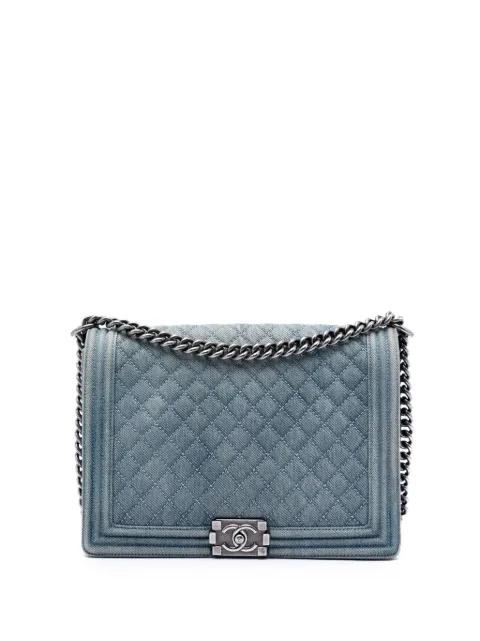 2012-2013 Large Quilted Denim Boy Flap crossbody bag by CHANEL 